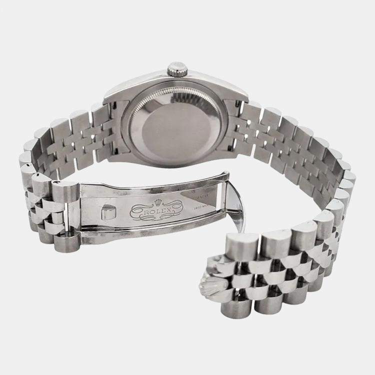 Pre Owned Rolex Datejust 116234 Automatic Black 18k White Gold Stainless Steel Men's Wristwatch 36 mm