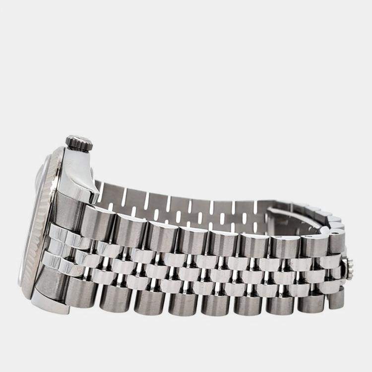 Pre Owned Rolex Datejust 116234 Automatic Black 18k White Gold Stainless Steel Men's Wristwatch 36 mm