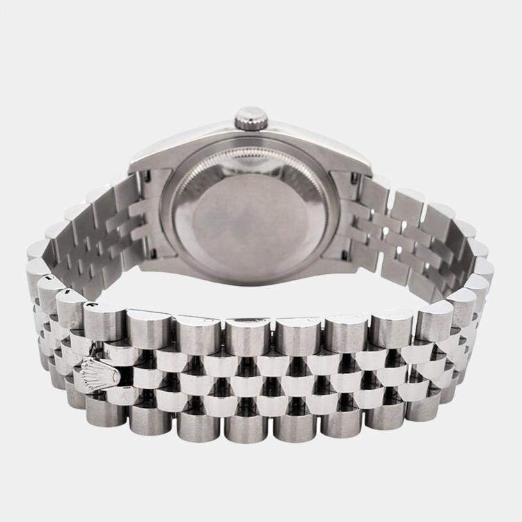 Pre Owned Rolex Datejust 116234 Automatic Black 18k White Gold Stainless Steel Men's Wristwatch 36 mm