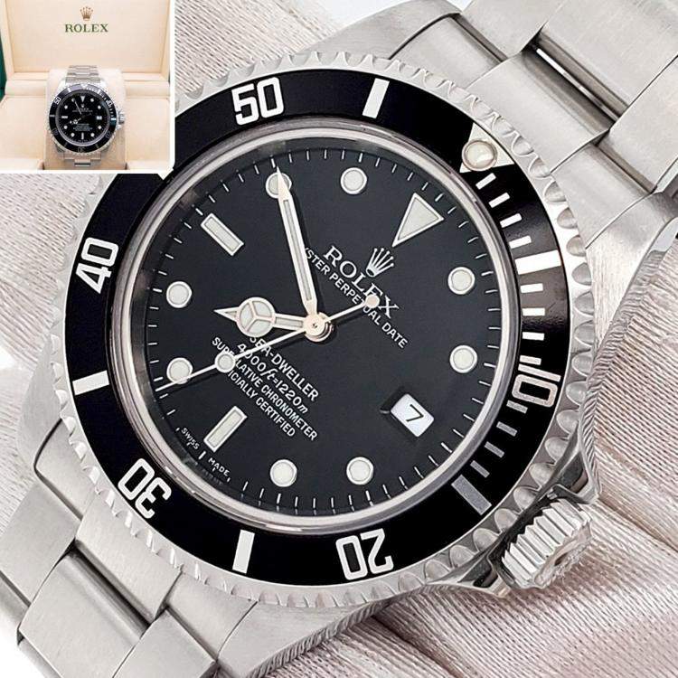 Pre Owned Rolex Sea-Dweller 16600 Automatic Black Stainless Steel Men's Wristwatch 40 mm