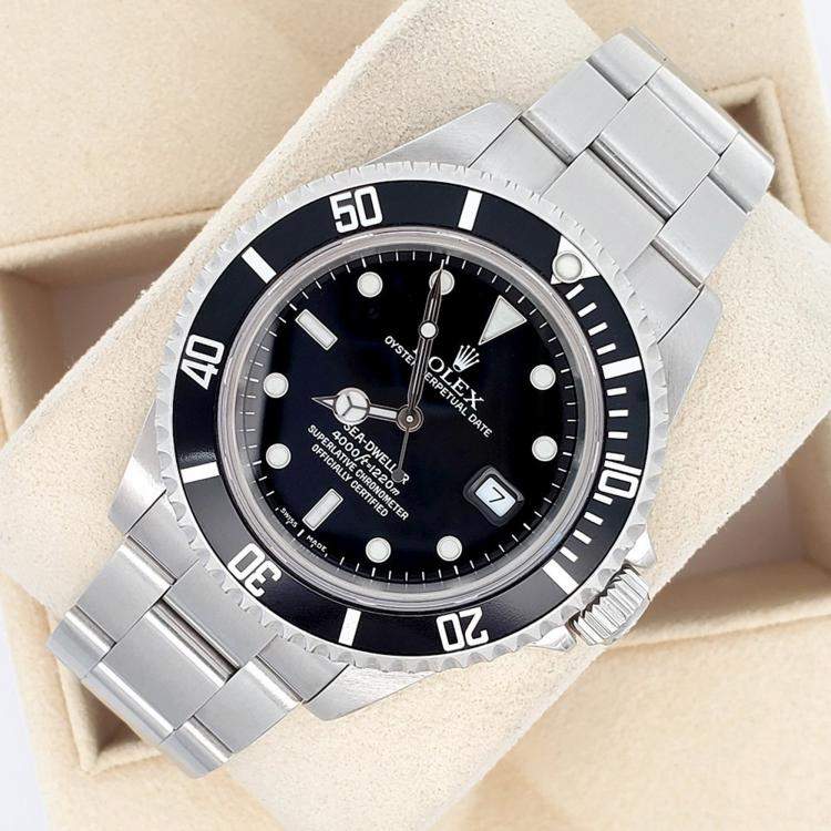 Pre Owned Rolex Sea-Dweller 16600 Automatic Black Stainless Steel Men's Wristwatch 40 mm