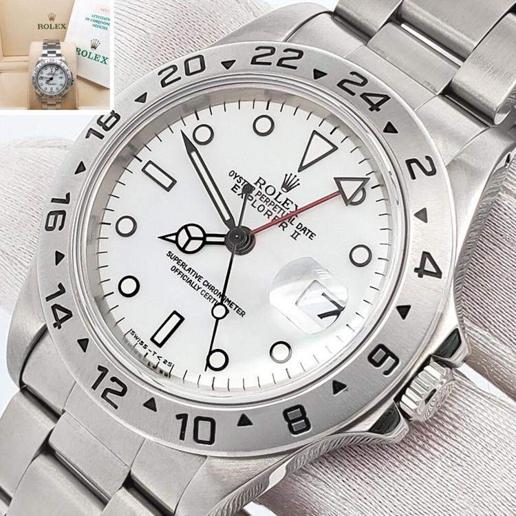 Pre Owned Rolex Explorer II 16570 Automatic White Stainless Steel Men's Wristwatch 40 mm