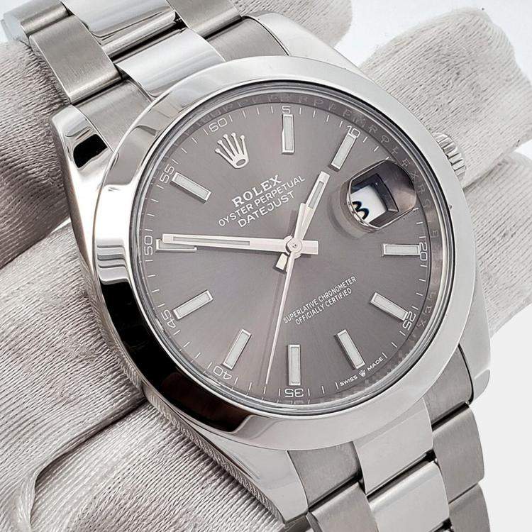 Pre Owned Rolex Datejust 126300 Automatic Rhodium Stainless Steel Men's Wristwatch 41 mm