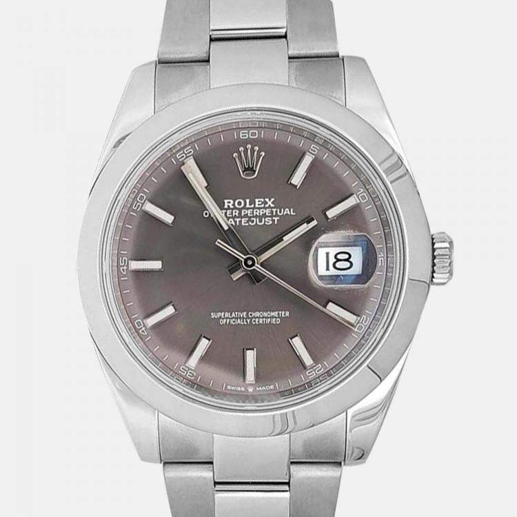 Pre Owned Rolex Datejust 126300 Automatic Rhodium Stainless Steel Men's Wristwatch 41 mm