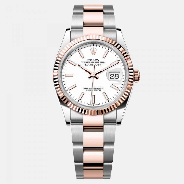 Pre Owned Rolex Datejust 126231 Automatic White 18K Rose Gold Stainless Steel Men’s Wristwatch 36 mm