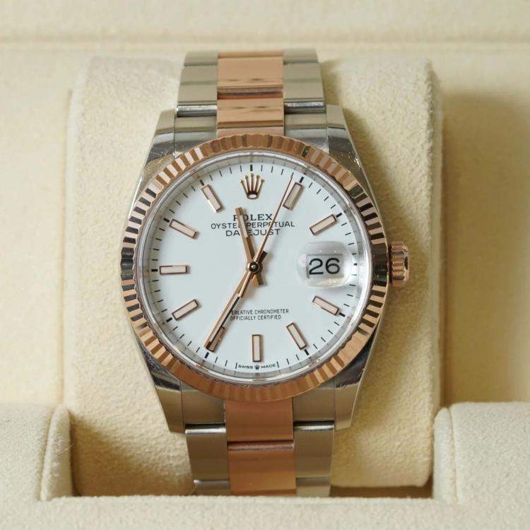 Pre Owned Rolex Datejust 126231 Automatic White 18K Rose Gold Stainless Steel Men’s Wristwatch 36 mm