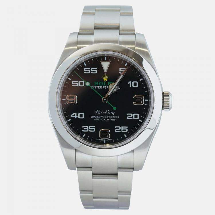Pre Owned Rolex Air-King 116900 Automatic Black Stainless Steel Men's Wristwatch 40 mm