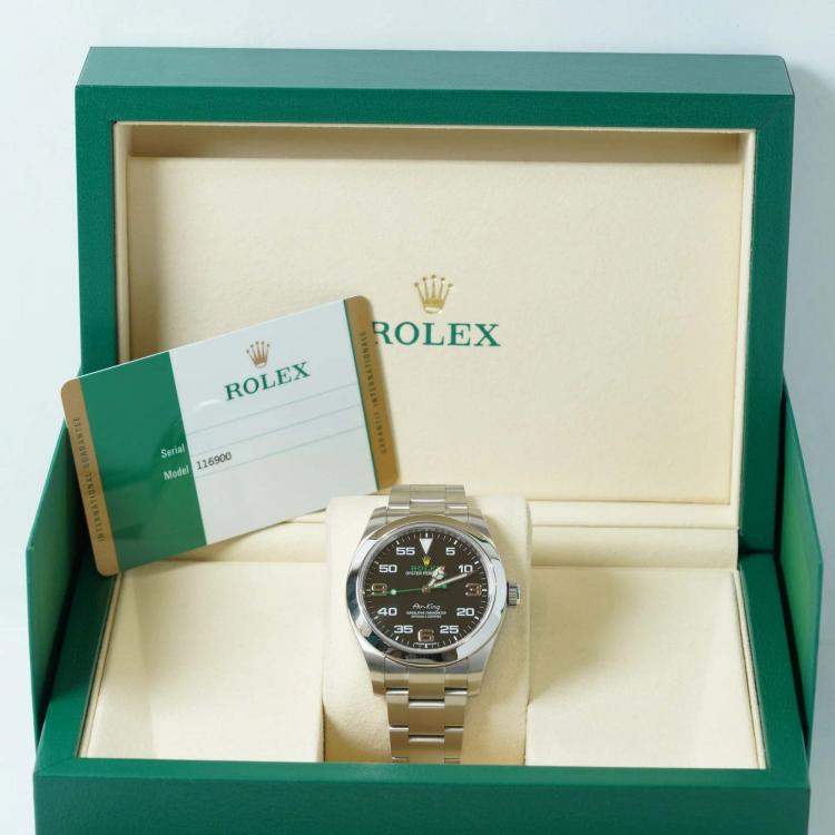 Pre Owned Rolex Air-King 116900 Automatic Black Stainless Steel Men's Wristwatch 40 mm