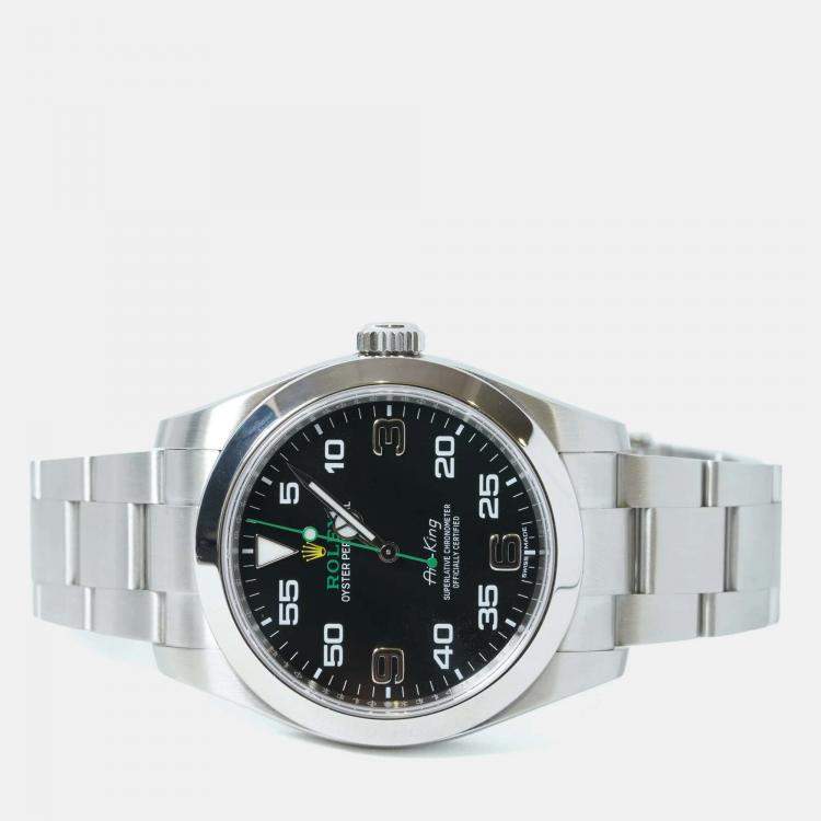 Pre Owned Rolex Air-King 116900 Automatic Black Stainless Steel Men's Wristwatch 40 mm