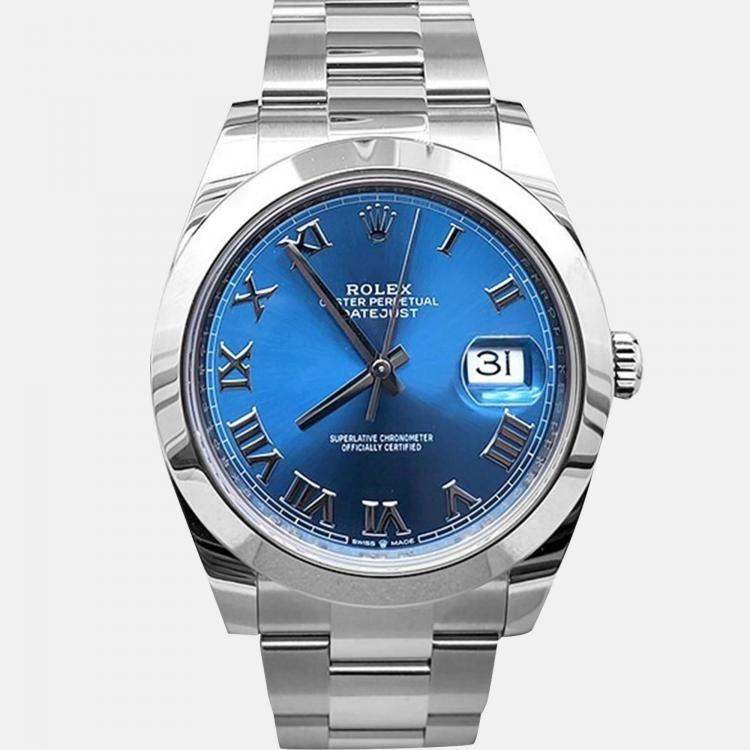 Pre Owned Rolex Datejust 126300 Automatic Blue Stainless Steel Men's Wristwatch 41 mm