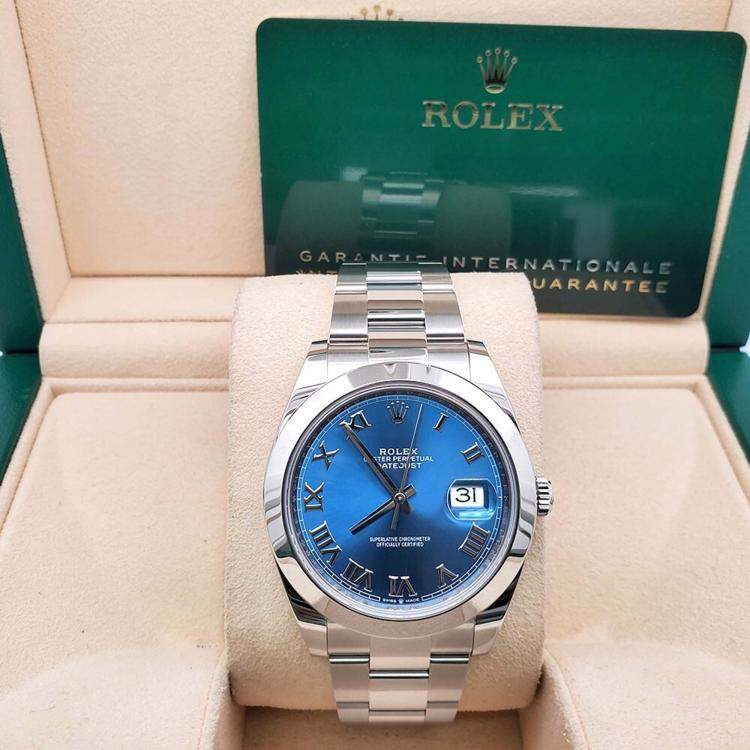 Pre Owned Rolex Datejust 126300 Automatic Blue Stainless Steel Men's Wristwatch 41 mm