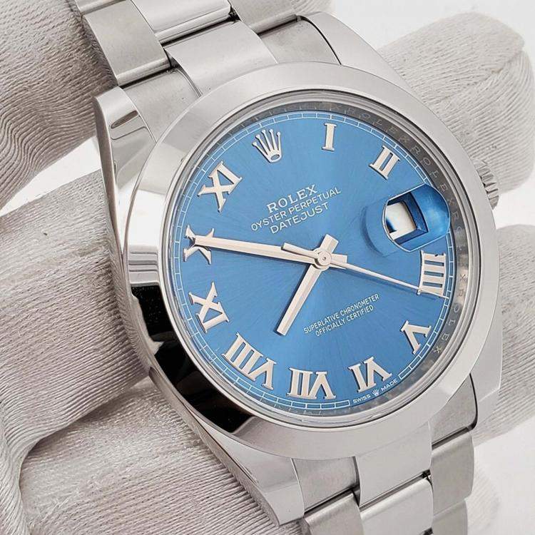 Pre Owned Rolex Datejust 126300 Automatic Blue Stainless Steel Men's Wristwatch 41 mm
