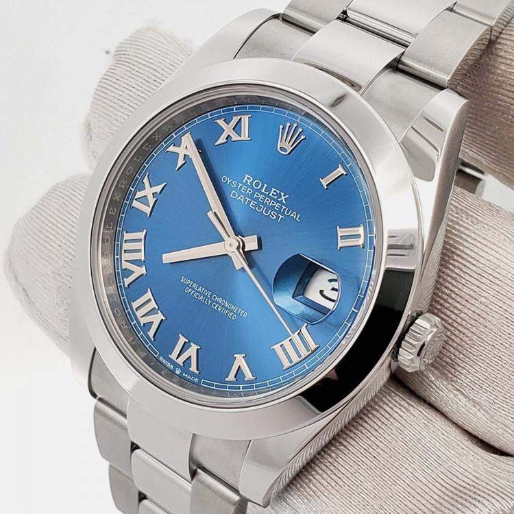 Pre Owned Rolex Datejust 126300 Automatic Blue Stainless Steel Men's Wristwatch 41 mm
