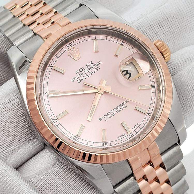 Pre Owned Rolex Datejust 116231 Automatic Pink 18K Rose Gold Stainless Steel Men’s Wristwatch 36 mm