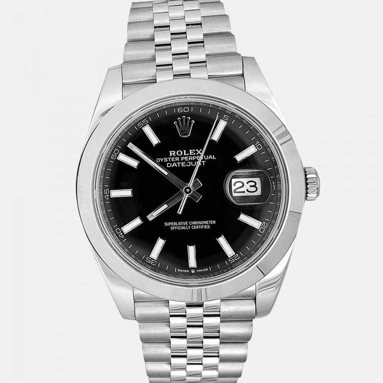 Pre Owned Rolex Datejust 126300 Automatic Black Stainless Steel Men’s Wristwatch 41 mm