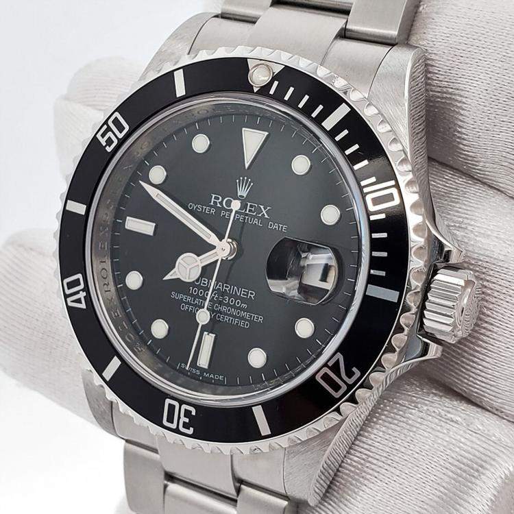 Pre Owned Rolex Submariner Date 16610 Automatic Black Stainless Steel Men’s Wristwatch 40 mm