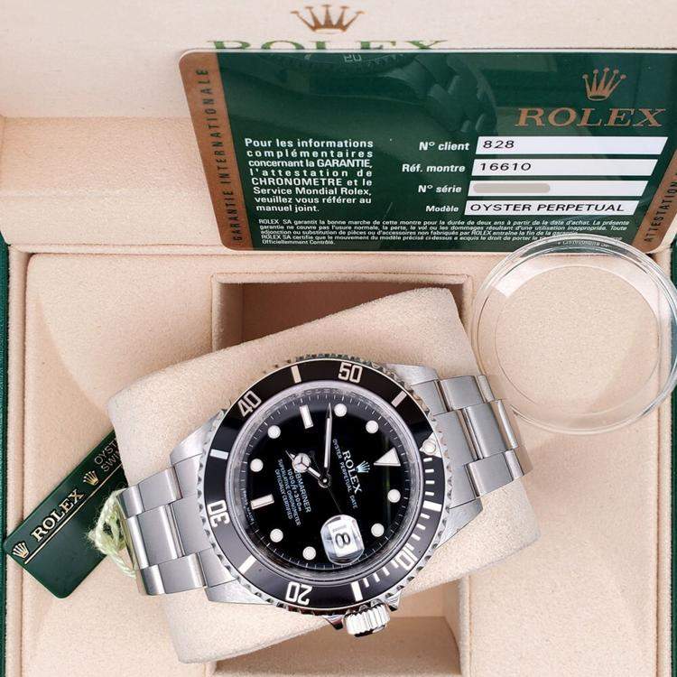 Pre Owned Rolex Submariner Date 16610 Automatic Black Stainless Steel Men’s Wristwatch 40 mm