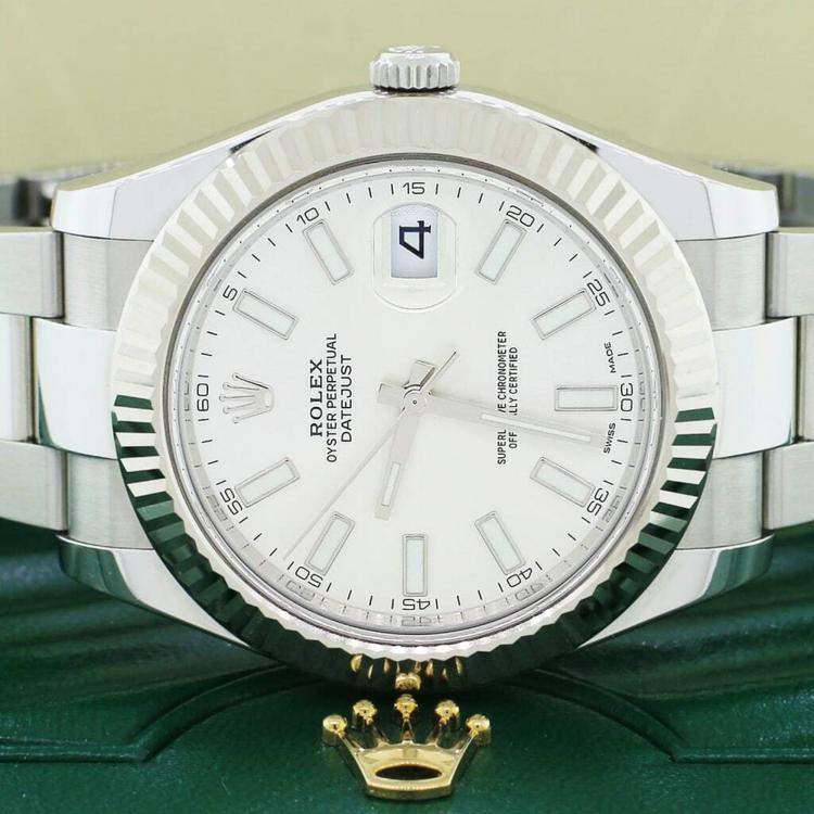 Pre Owned Rolex Datejust II 116334 Automatic White 18K White Gold Stainless Steel Men’s Wristwatch 41 mm