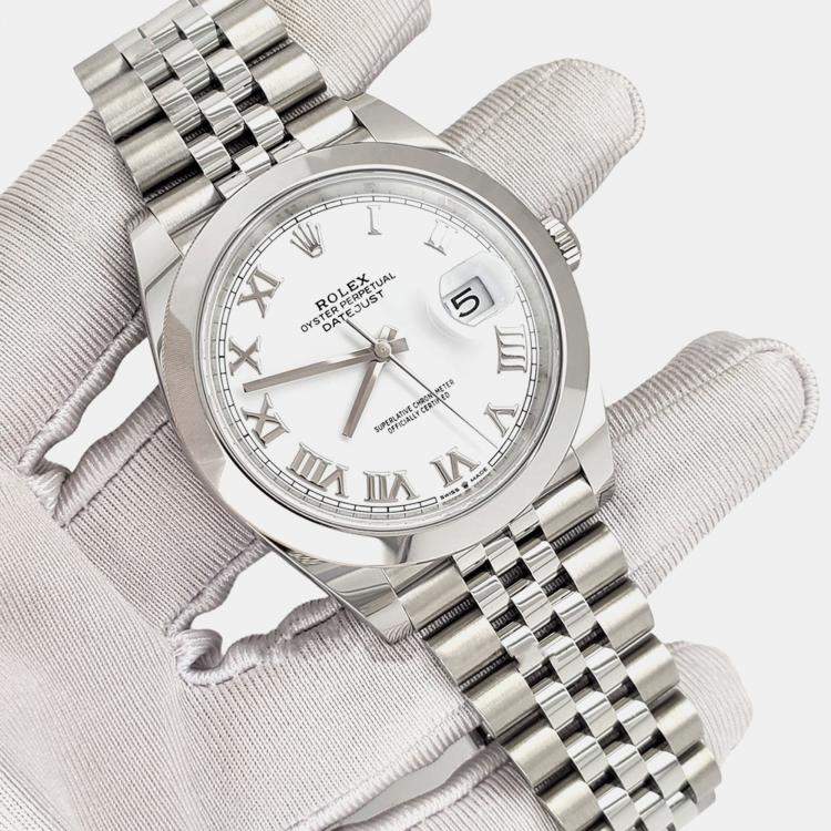 Pre Owned Rolex Datejust 126300 Automatic White Stainless Steel Men’s Wristwatch 41 mm