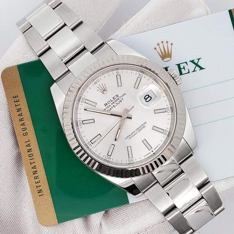 Pre Owned Rolex Datejust 126334 Automatic Silver 18K White Gold Stainless Steel Men’s Wristwatch 41 mm