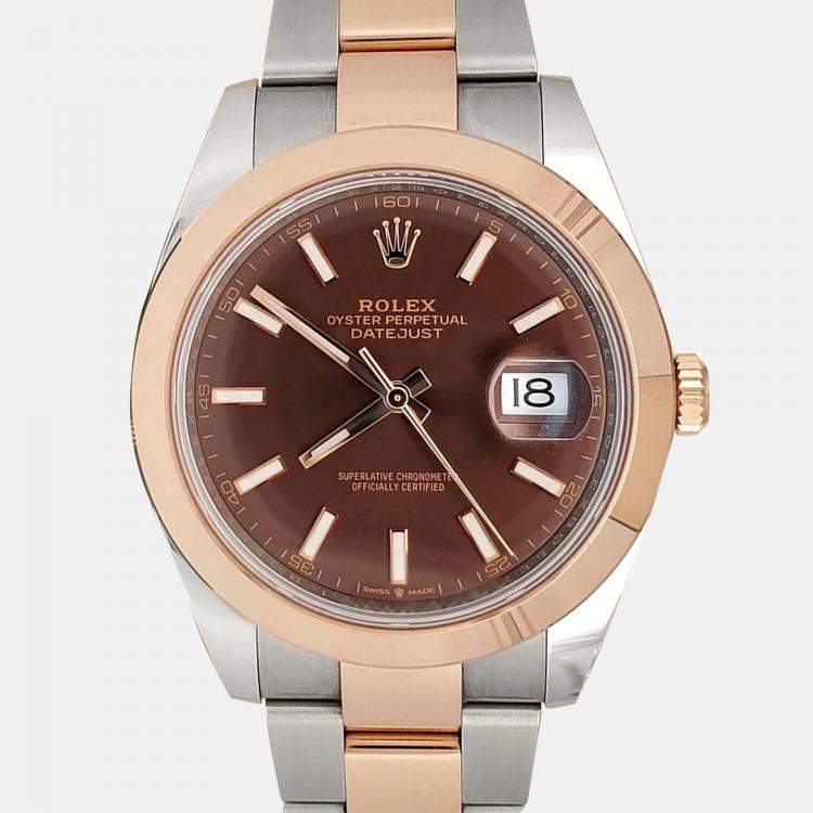 Pre Owned Rolex Datejust 126301 Automatic Chocolate 18K Rose Gold Stainless Steel Men’s Wristwatch 41 mm