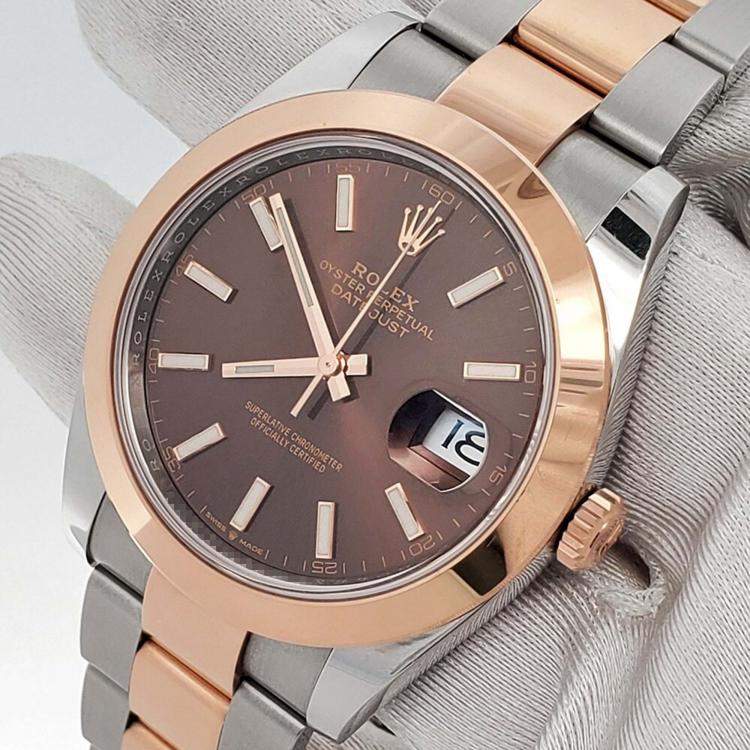 Pre Owned Rolex Datejust 126301 Automatic Chocolate 18K Rose Gold Stainless Steel Men’s Wristwatch 41 mm