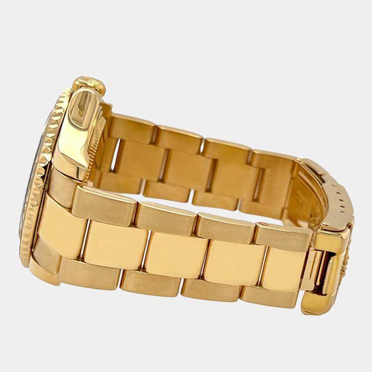 Pre Owned Rolex Yacht Master 68628 Automatic Blue 18K Yellow Gold Men’s Wristwatch 35 mm