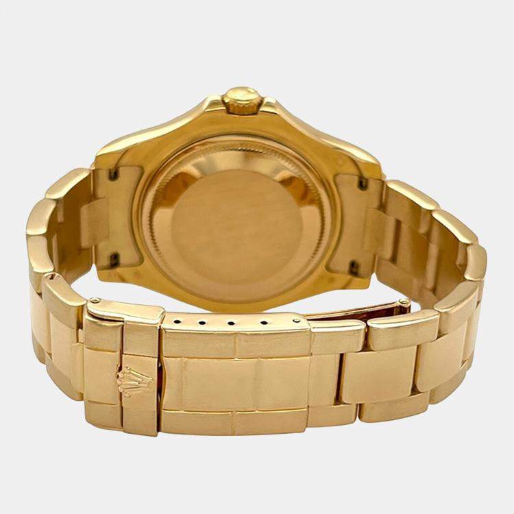 Pre Owned Rolex Yacht Master 68628 Automatic Blue 18K Yellow Gold Men’s Wristwatch 35 mm