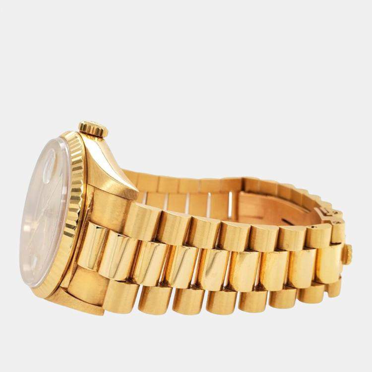 مملوكة مسبقًا Rolex President Day Date Automatic Diamond Champagne 18K Yellow Gold Men’s Wristwatch 36 mm