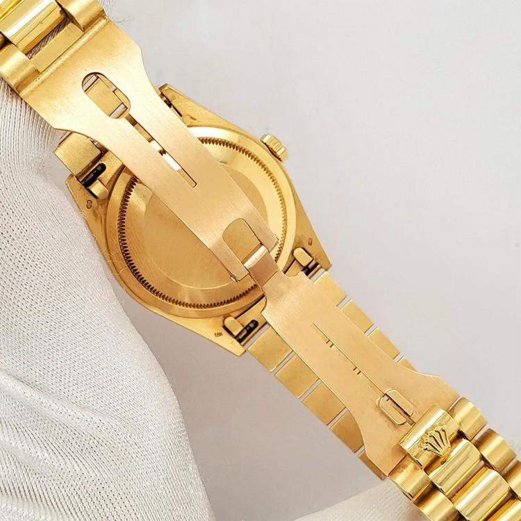 مملوكة مسبقًا Rolex President Day Date Automatic Diamond Champagne 18K Yellow Gold Men’s Wristwatch 36 mm