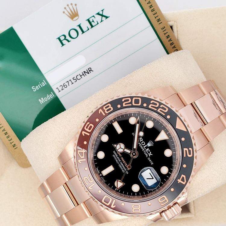 Pre Owned Rolex GMT Master II 126715CHNR Automatic Black 18k Rose Gold Men’s Wristwatch 40 mm