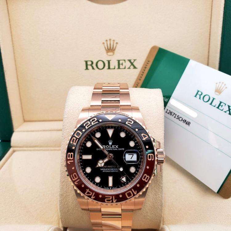 Pre Owned Rolex GMT Master II 126715CHNR Automatic Black 18k Rose Gold Men’s Wristwatch 40 mm