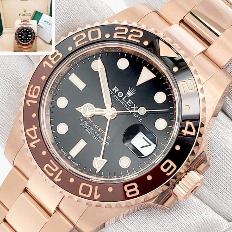 Pre Owned Rolex GMT Master II 126715CHNR Automatic Black 18k Rose Gold Men’s Wristwatch 40 mm