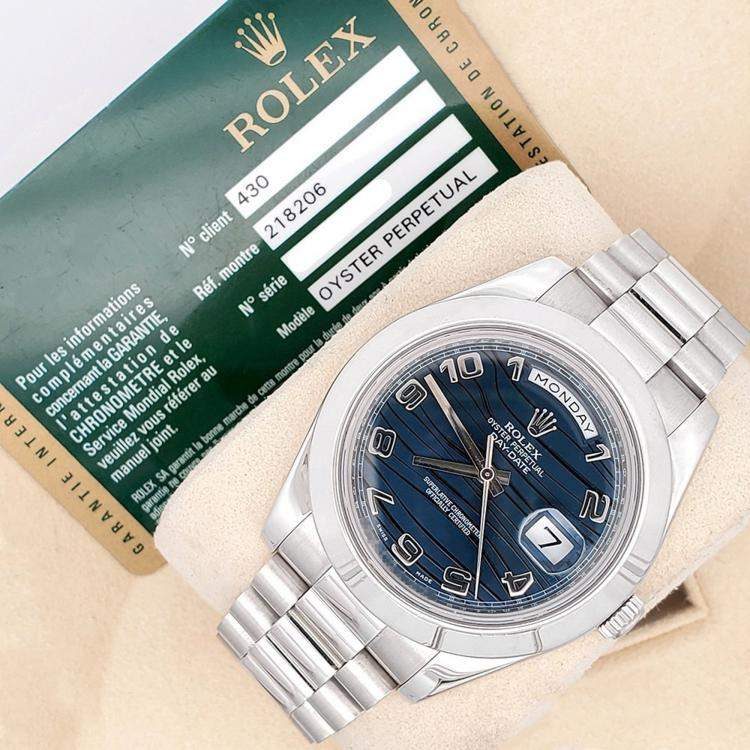 Pre Owned Rolex President Day-Date II 218206 Automatic Ice Blue Platinum Men’s Wristwatch 41 mm