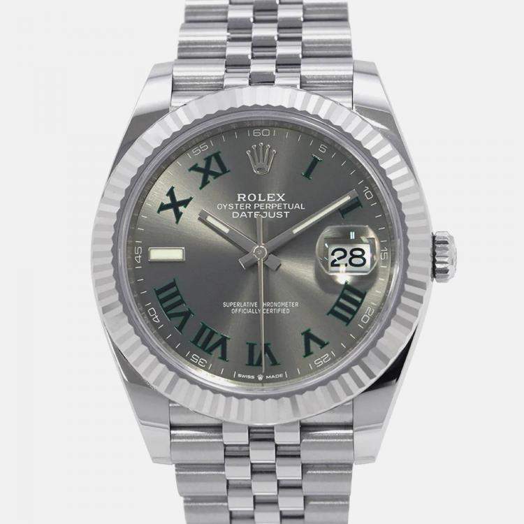 Pre Owned Rolex Datejust 126334 Automatic Grey Stainless Steel Men's Wristwatch 41 mm