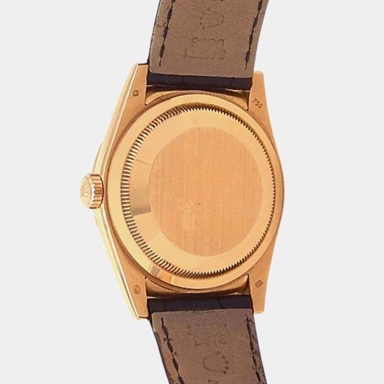Pre Owned Rolex Day-Date 118135 Automatic Silver 18K Rose Gold Men’s Wristwatch 36 mm
