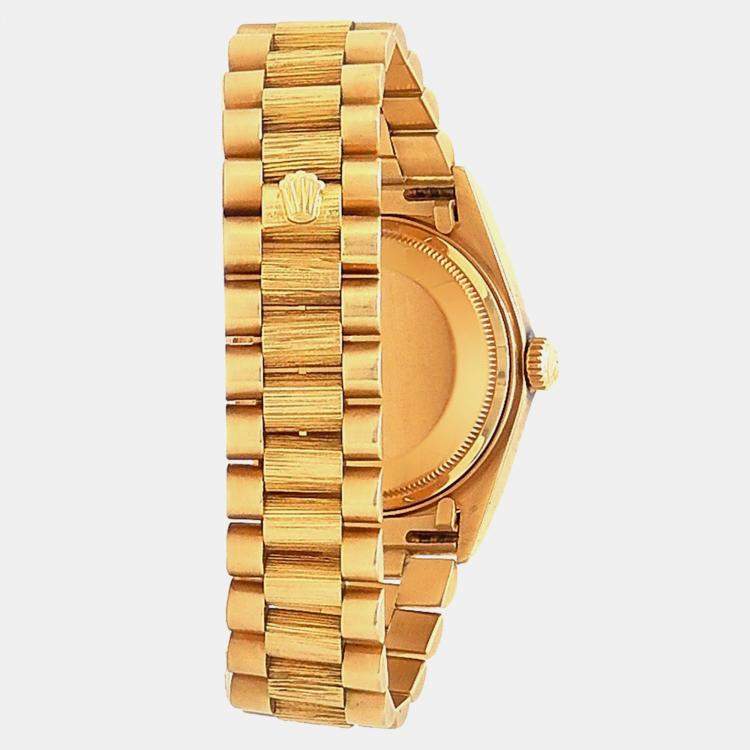 Pre Owned Rolex Day-Date 18078 Automatic Silver 18K Yellow Gold Men’s Wristwatch 36 mm