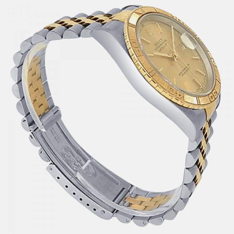 Pre Owned Rolex Datejust 16263 Automatic Champagne 18K Yellow Gold Stainless Steel Men’s Wristwatch 36 mm