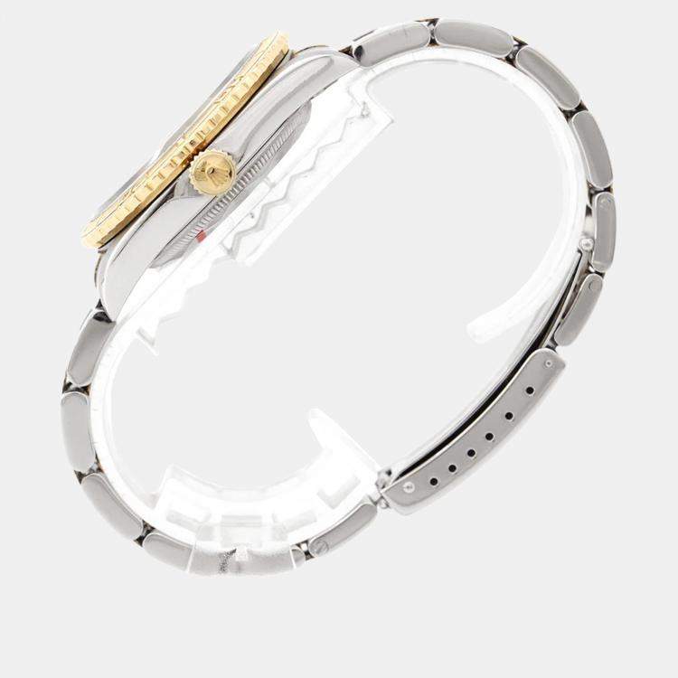 مملوكة مسبقًا Rolex Datejust 16263 Automatic Grey 18k Yellow Gold Stainless Steel Men's Wristwatch 36 mm