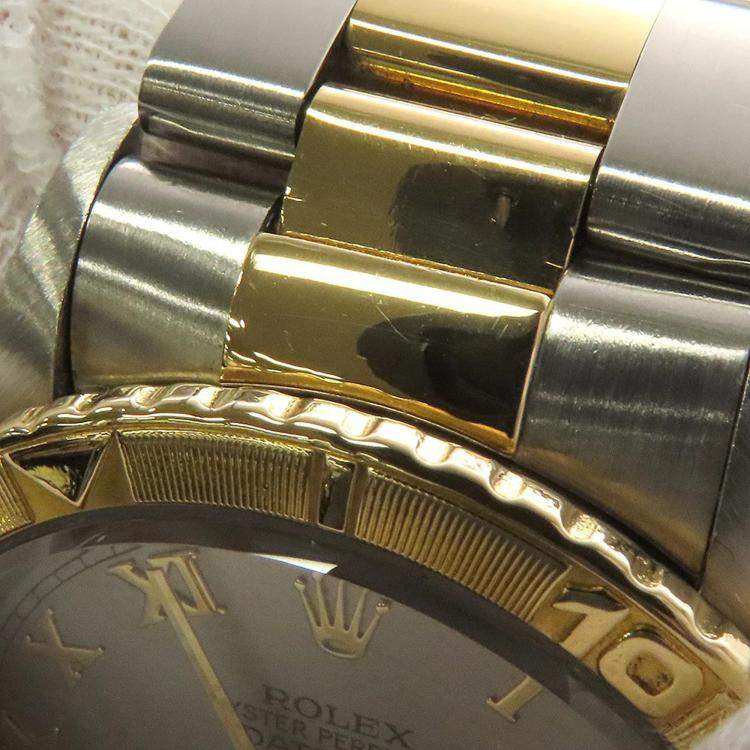 مملوكة مسبقًا Rolex Datejust 16263 Automatic Grey 18k Yellow Gold Stainless Steel Men's Wristwatch 36 mm