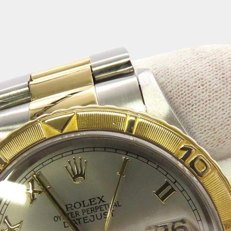 مملوكة مسبقًا Rolex Datejust 16263 Automatic Grey 18k Yellow Gold Stainless Steel Men's Wristwatch 36 mm