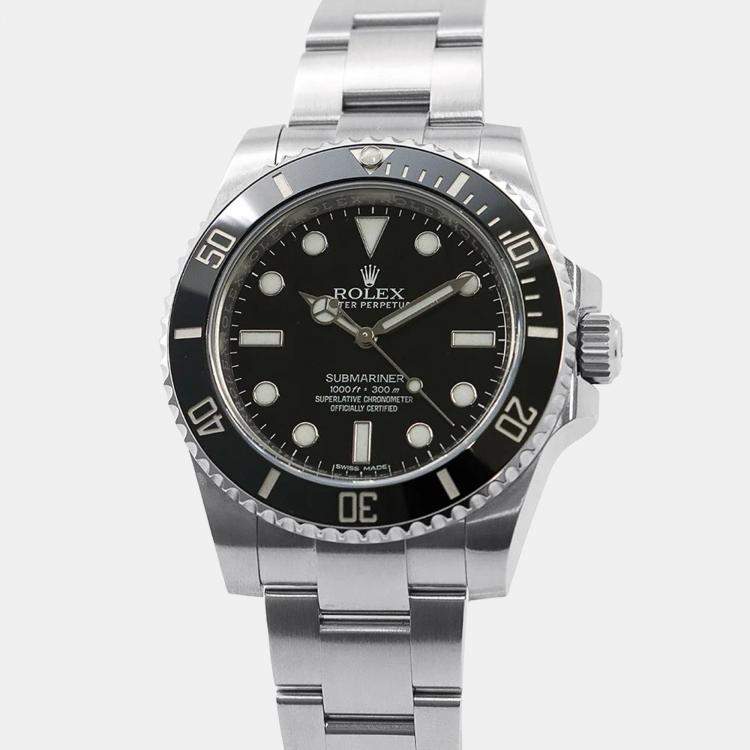 Pre Owned Rolex Submariner 114060 Automatic Black Stainless Steel Men's Wristwatch 40 mm