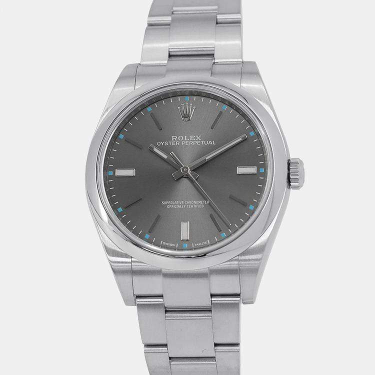 مملوكة مسبقًا Rolex Oyster Perpetual 114300 Automatic Dark Rolesium Stainless Steel  Men's Wristwatch 39 mm