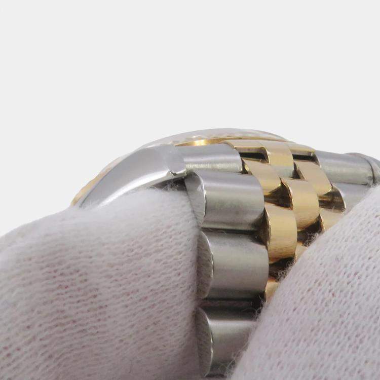 Pre Owned Rolex Datejust 16233 Automatic Champagne 18k Yellow Gold Stainless Steel Men's Wristwatch 36 mm