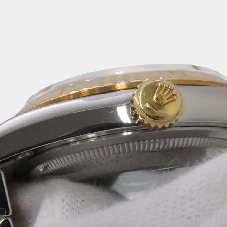 Pre Owned Rolex Datejust 16233 Automatic Champagne 18k Yellow Gold Stainless Steel Men's Wristwatch 36 mm