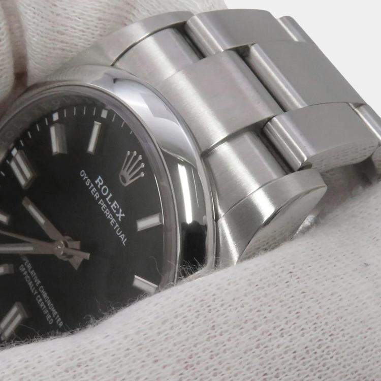 Pre Owned Rolex Oyster Perpetual 126000 Automatic Black Stainless Steel Men's Wristwatch 36 mm