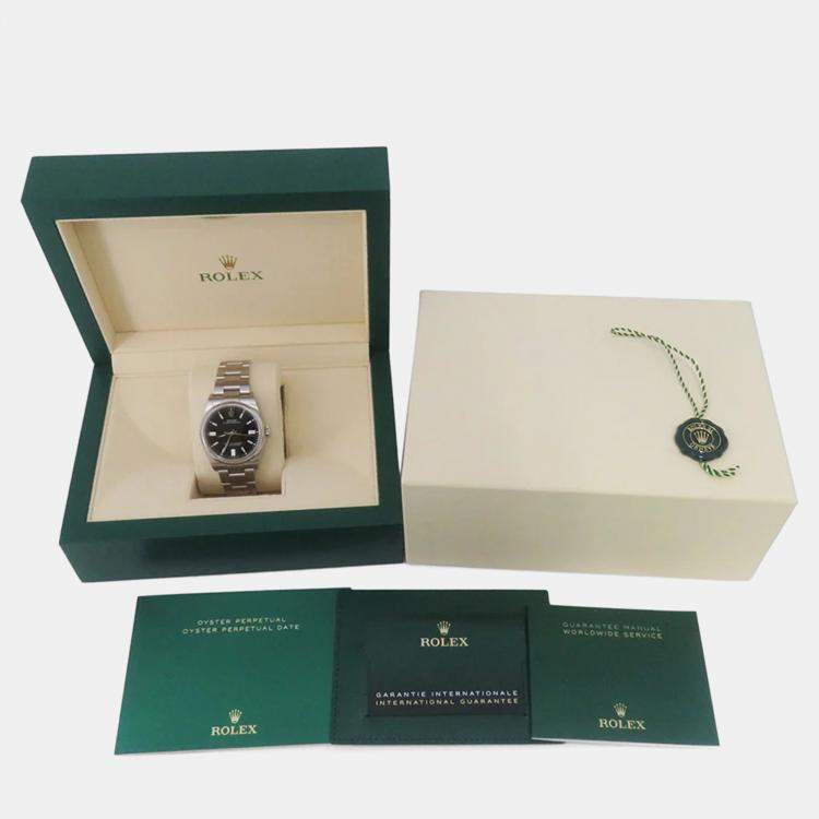 Pre Owned Rolex Oyster Perpetual 126000 Automatic Black Stainless Steel Men's Wristwatch 36 mm