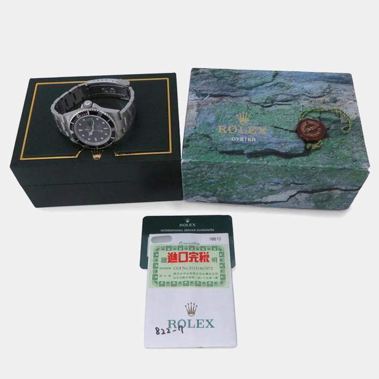 Pre Owned Rolex  Submariner 16610 Automatic Black Stainless Steel Men's Wristwatch 40 mm