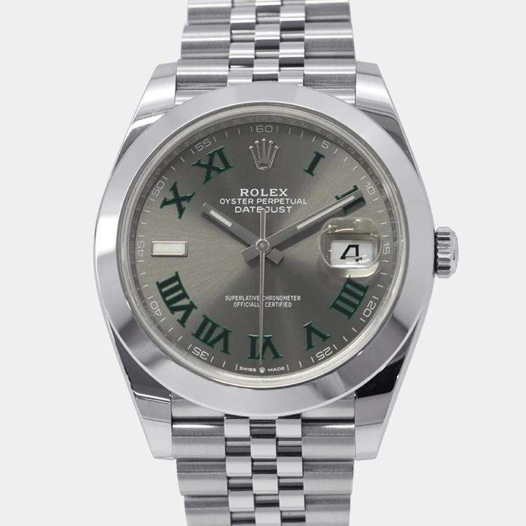 Pre Owned Rolex Datejust 126300 Automatic Grey Stainless Steel Men's Wristwatch 41 mm