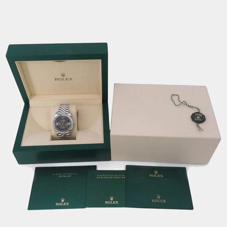 Pre Owned Rolex Datejust 126300 Automatic Grey Stainless Steel Men's Wristwatch 41 mm